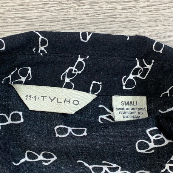 Anthropologie 11.1 Thylo Percy Black & White Glasses Print Tunic Top - Picture 5 of 10